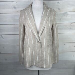 DREW Womens Tan White Striped Linen Blazer Jacket Size Small - NWT $262